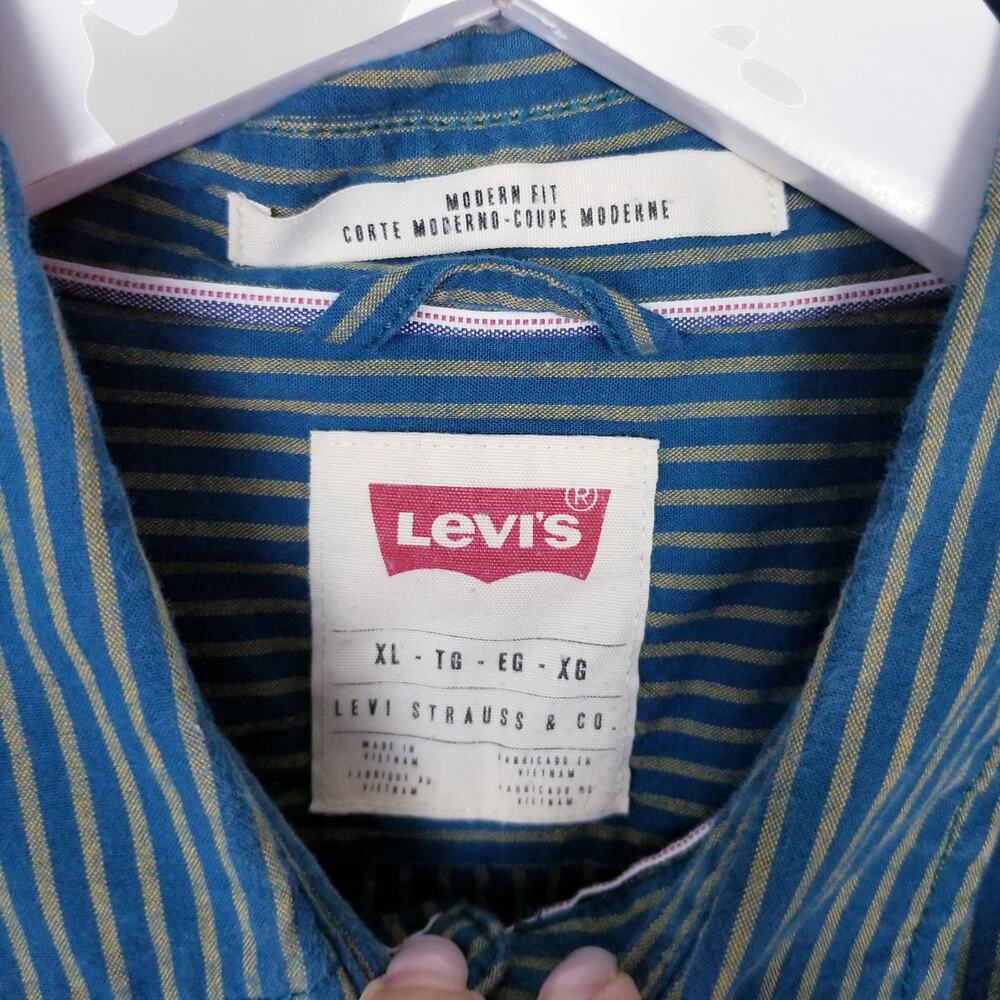 LEVI'S Modern Fit Pearl Snap White Tab Double Pocket L/S Shirt Stripes - XL - Picture 4 of 5